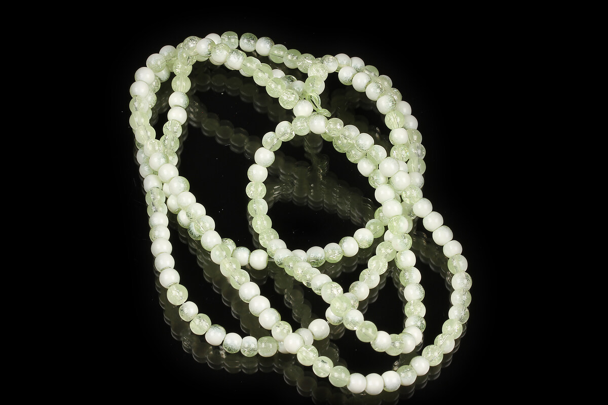 Sirag margele de sticla crackle aprox. 4,5mm - verde deschis