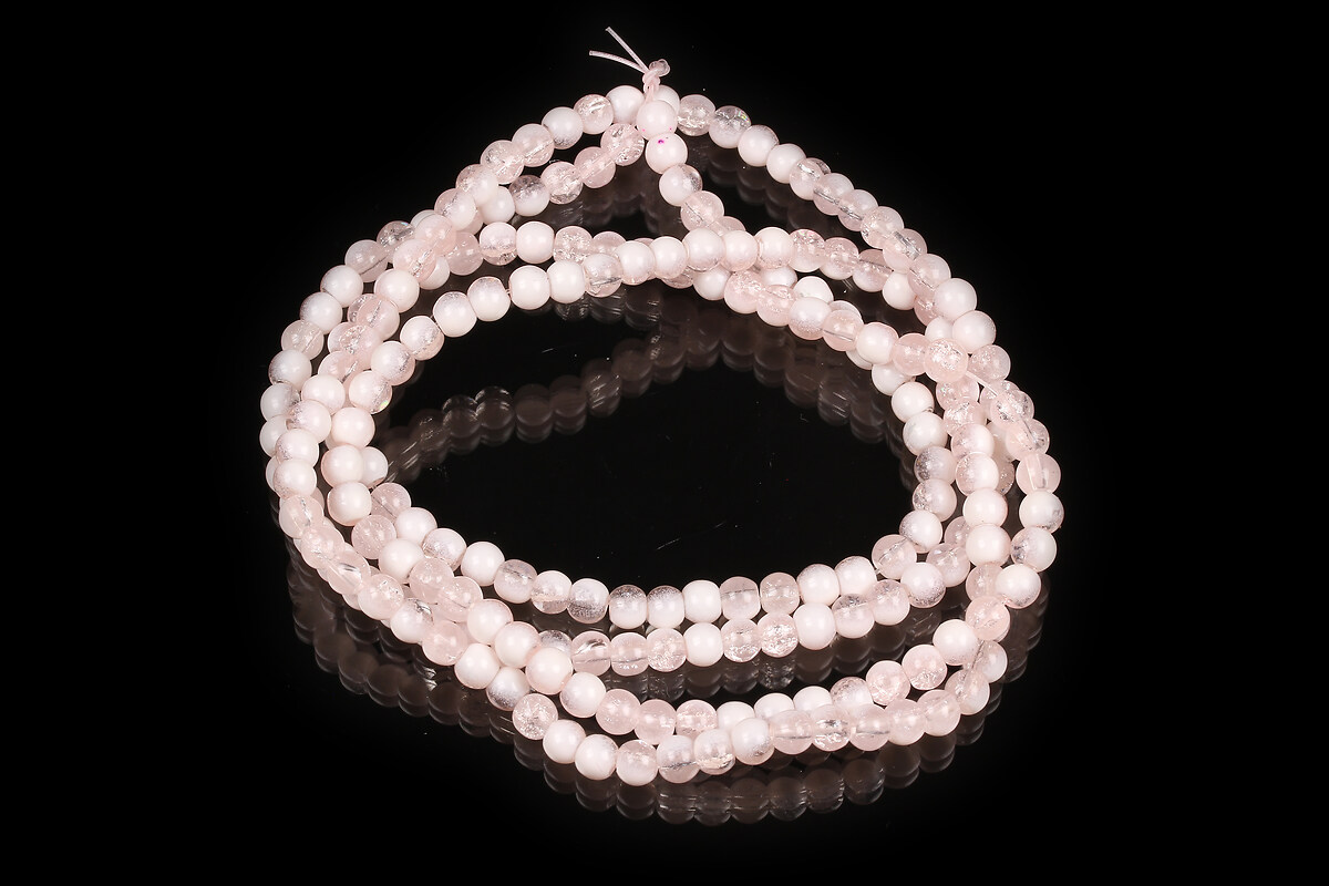 Sirag margele de sticla crackle aprox. 4,5mm - roz deschis