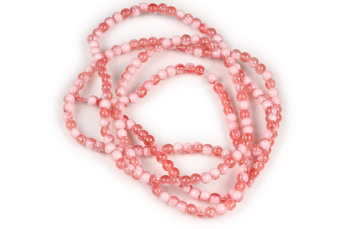Sirag margele de sticla crackle aprox. 4,5mm - corai