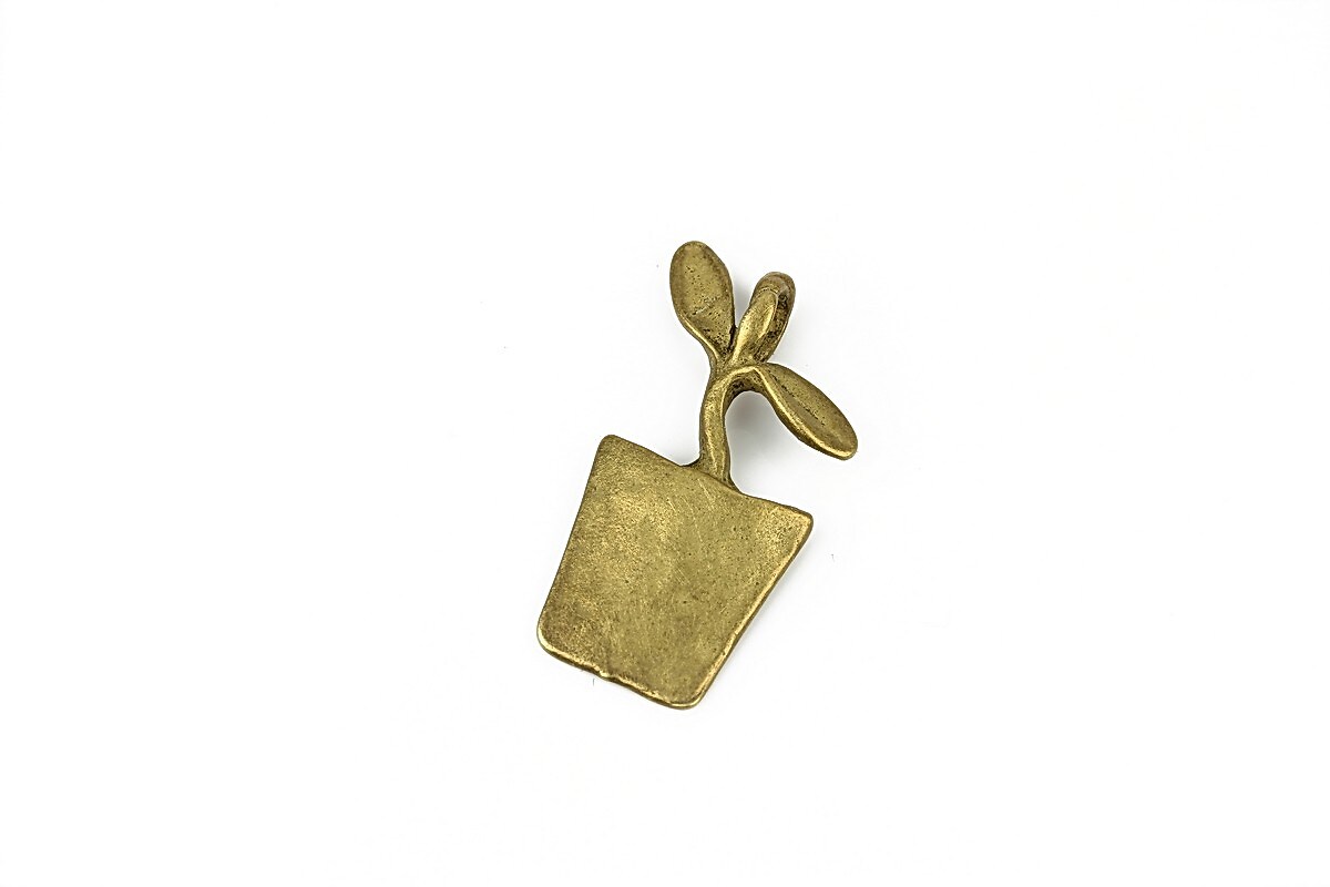 Charm bronz ghiveci 25x13mm