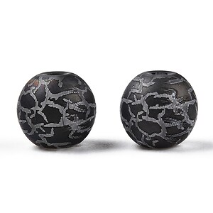 Margele de sticla electroplacate frosted, sfere 8-8,5mm - negru