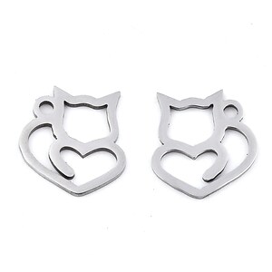 Charm otel inoxidabil 304, pisica 13x12mm