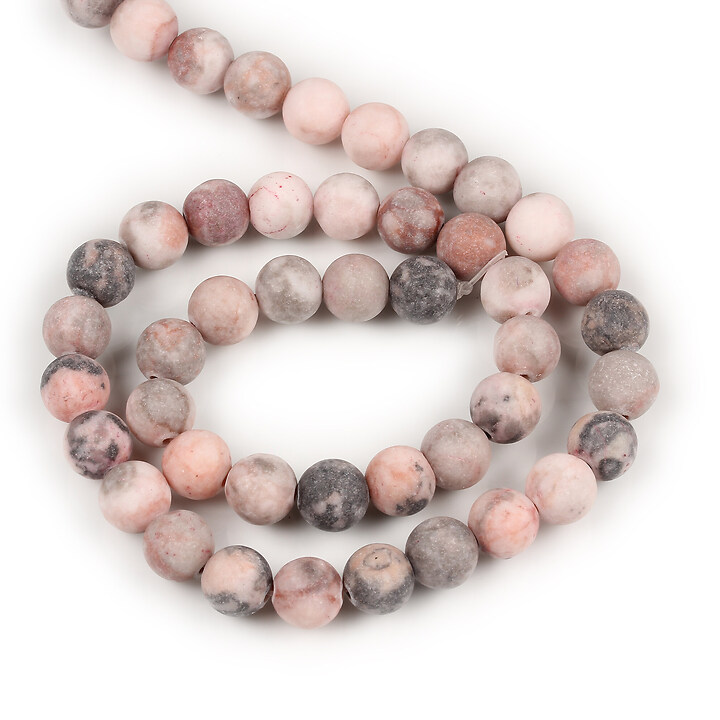 Margele zebra jasp frosted (mat) sfere 8mm (sirag)