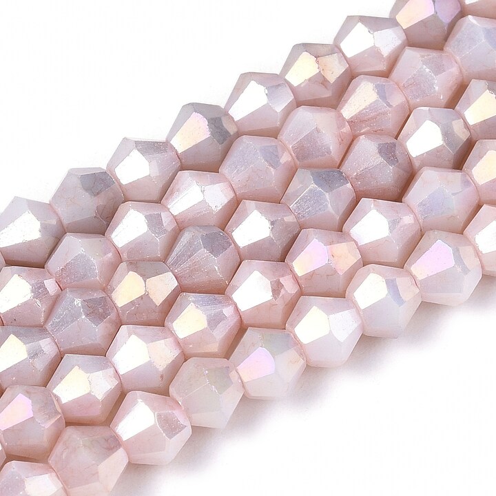 Margele cristal biconic electroplacat 4x4,2mm (sirag) - misty rose placat AB
