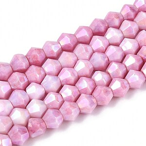 Margele cristal biconic electroplacat 4x4,2mm (sirag) - roz perlat crackle placat AB