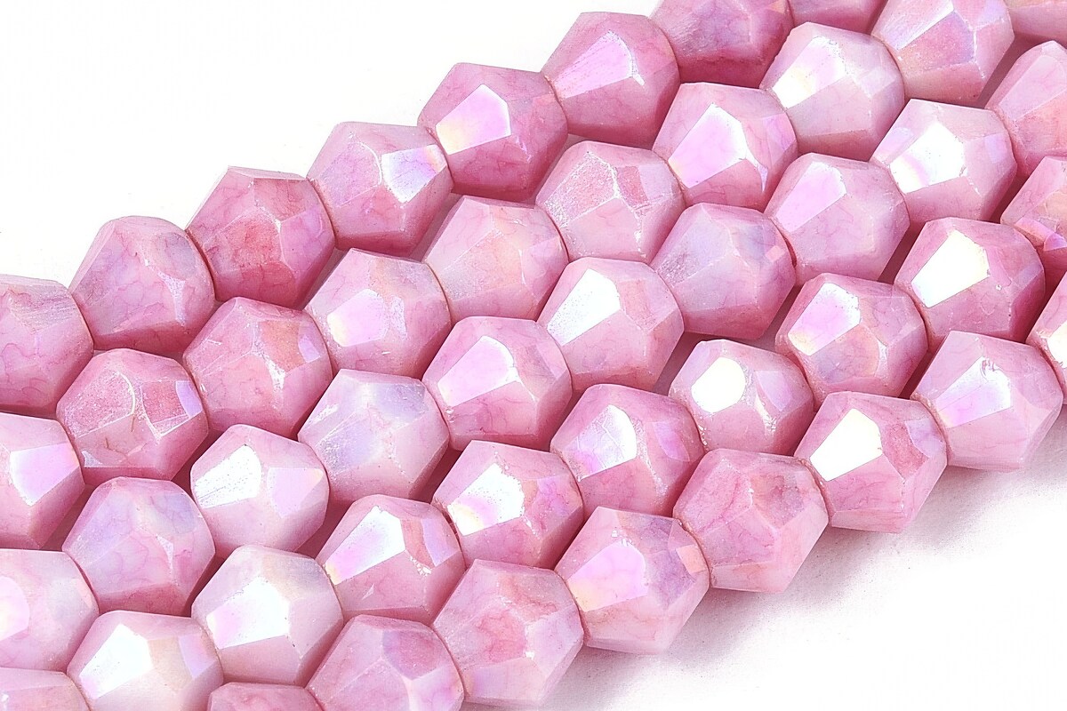 Margele cristal biconic electroplacat 4x4,2mm (sirag) - roz perlat crackle placat AB