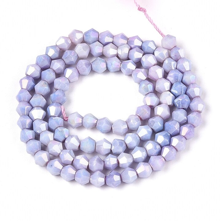 Margele cristal biconic electroplacat 4x4,2mm (sirag) - liliac crackle placat AB