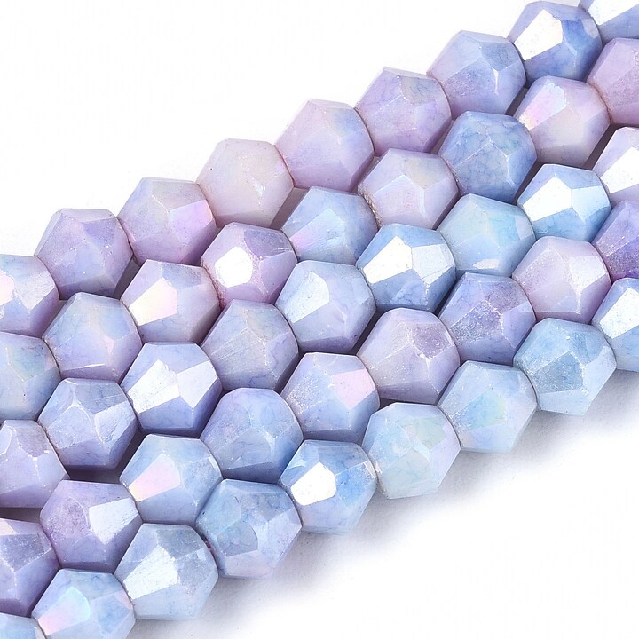Margele cristal biconic electroplacat 4x4,2mm (sirag) - liliac crackle placat AB