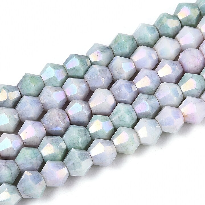 Margele cristal biconic electroplacat 4x4,2mm (sirag) - albastru turcoaz crackle placat AB