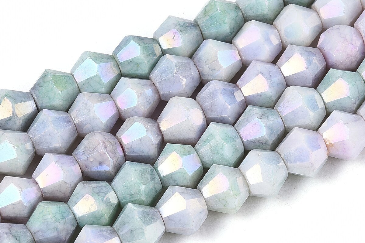 Margele cristal biconic electroplacat 4x4,2mm (sirag) - albastru turcoaz crackle placat AB