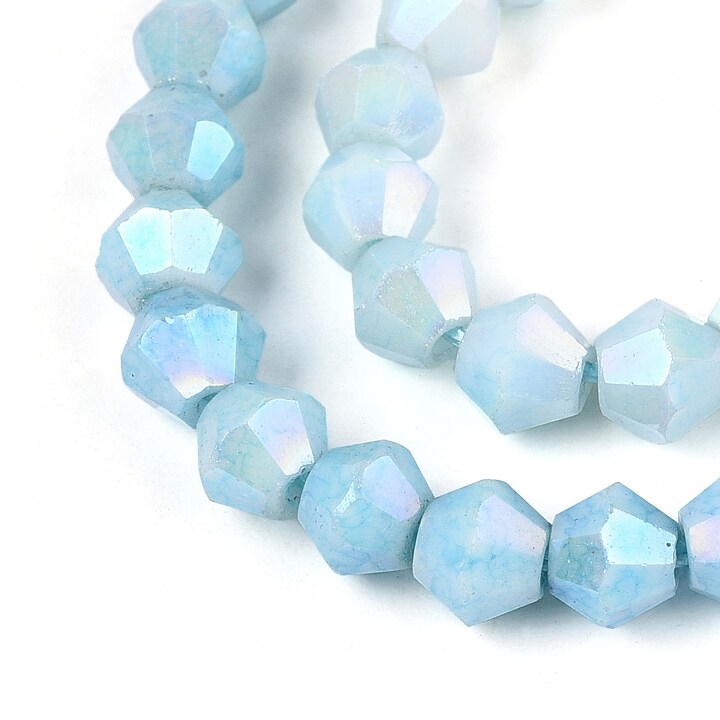 Margele cristal biconic electroplacat 4x4,2mm (sirag) - bleu crackle placat AB