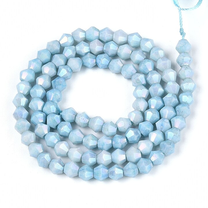 Margele cristal biconic electroplacat 4x4,2mm (sirag) - bleu crackle placat AB