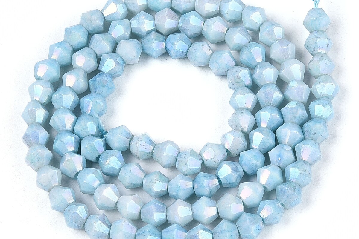 Margele cristal biconic electroplacat 4x4,2mm (sirag) - bleu crackle placat AB