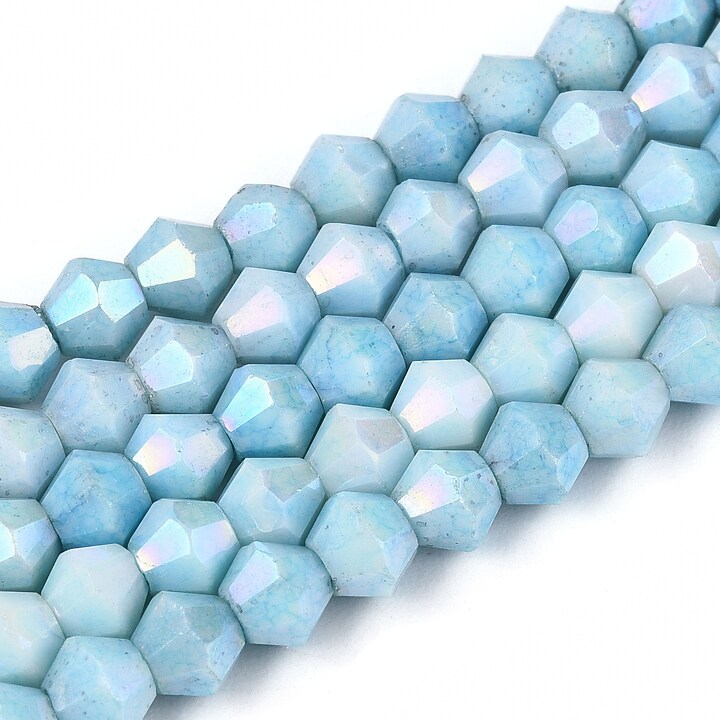 Margele cristal biconic electroplacat 4x4,2mm (sirag) - bleu crackle placat AB