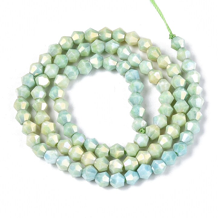 Margele cristal biconic electroplacat 4x4,2mm (sirag) - verde deschis crackle placat AB