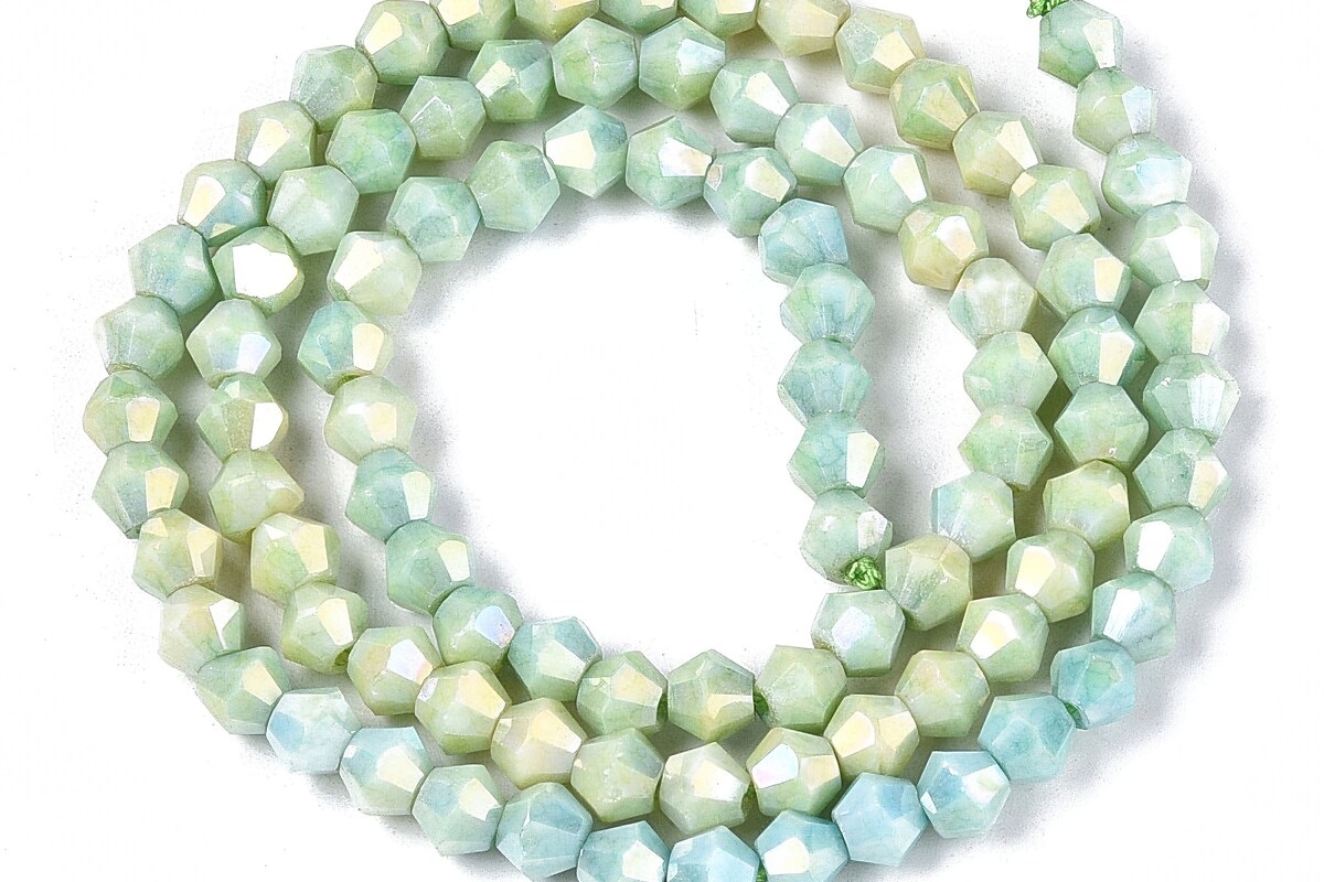 Margele cristal biconic electroplacat 4x4,2mm (sirag) - verde deschis crackle placat AB