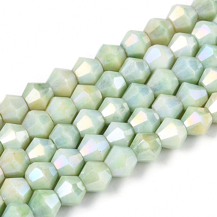 Margele cristal biconic electroplacat 4x4,2mm (sirag) - verde deschis crackle placat AB