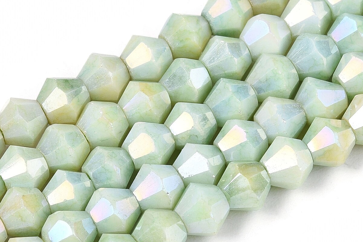 Margele cristal biconic electroplacat 4x4,2mm (sirag) - verde deschis crackle placat AB