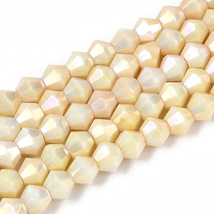 Margele cristal biconic electroplacat 4x4,2mm (sirag) - galben crackle placat AB