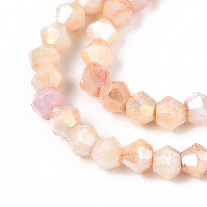 Margele cristal biconic electroplacat 4,2-4,9-3,9mm (sirag) - peachpuff crackle placat AB