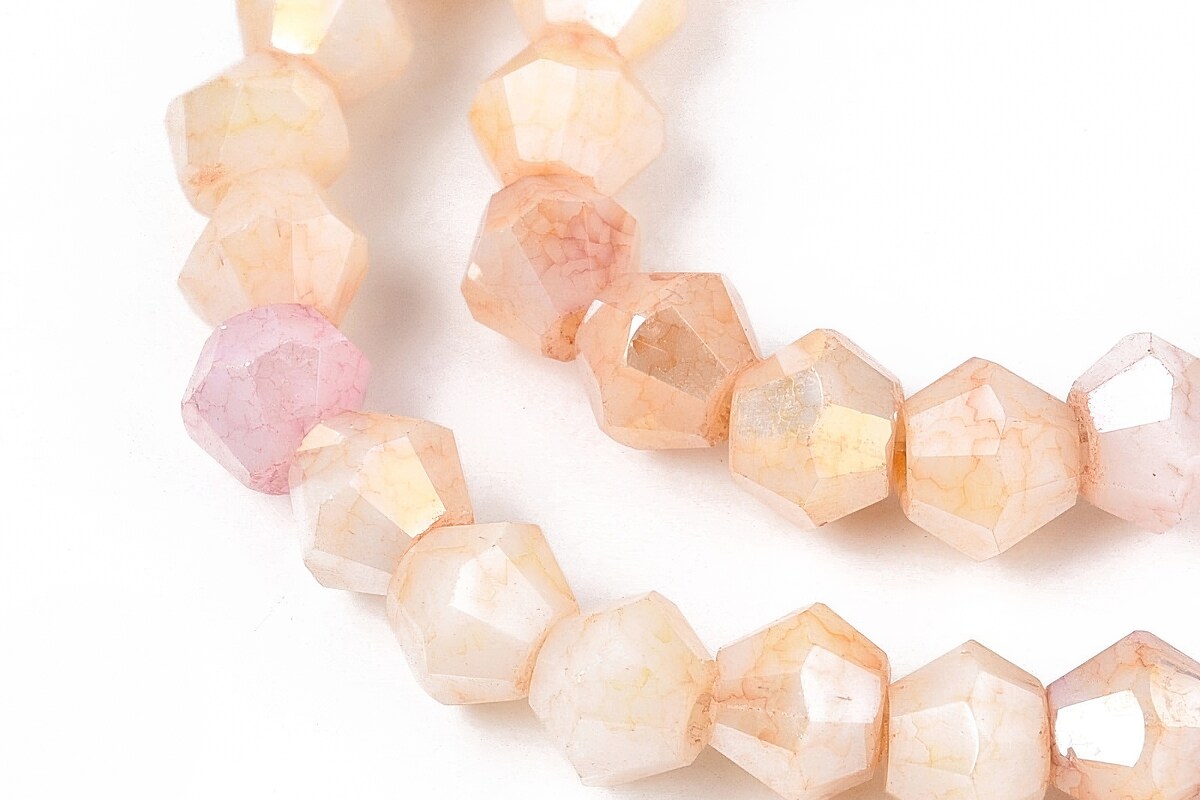 Margele cristal biconic electroplacat 4,2-4,9-3,9mm (sirag) - peachpuff crackle placat AB