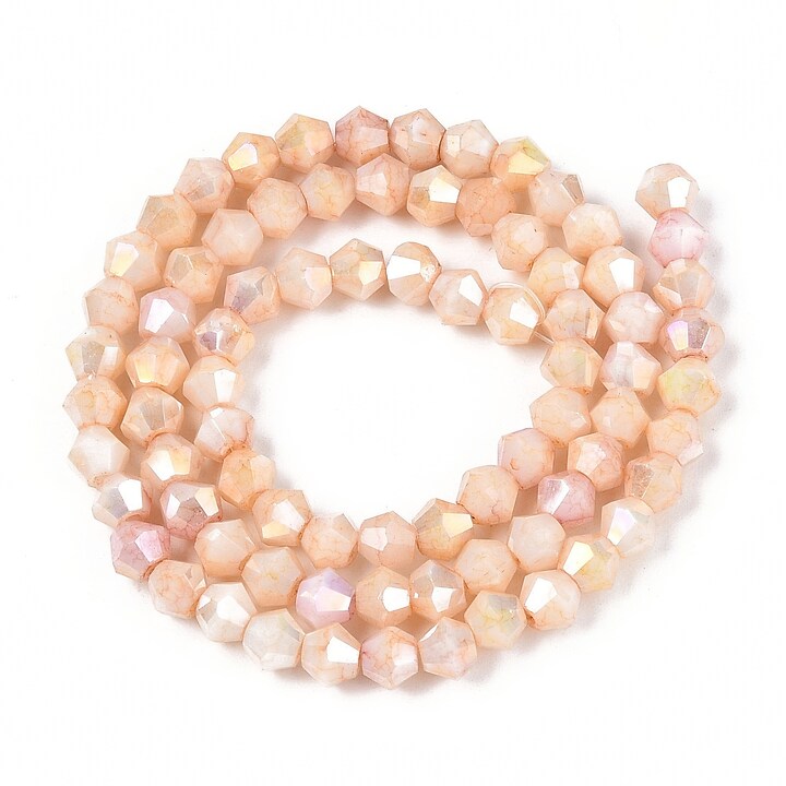 Margele cristal biconic electroplacat 4,2-4,9-3,9mm (sirag) - peachpuff crackle placat AB