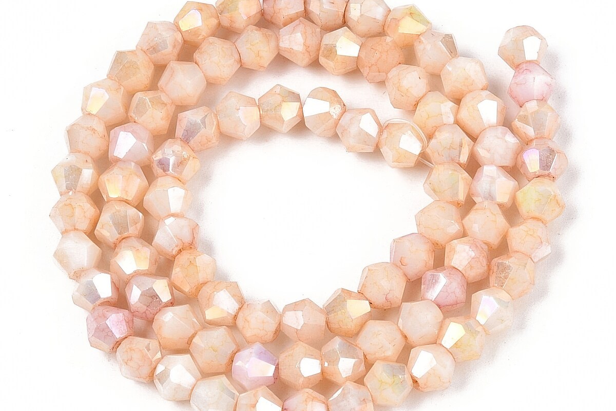 Margele cristal biconic electroplacat 4,2-4,9-3,9mm (sirag) - peachpuff crackle placat AB