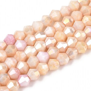 Margele cristal biconic electroplacat 4,2-4,9-3,9mm (sirag) - peachpuff crackle placat AB