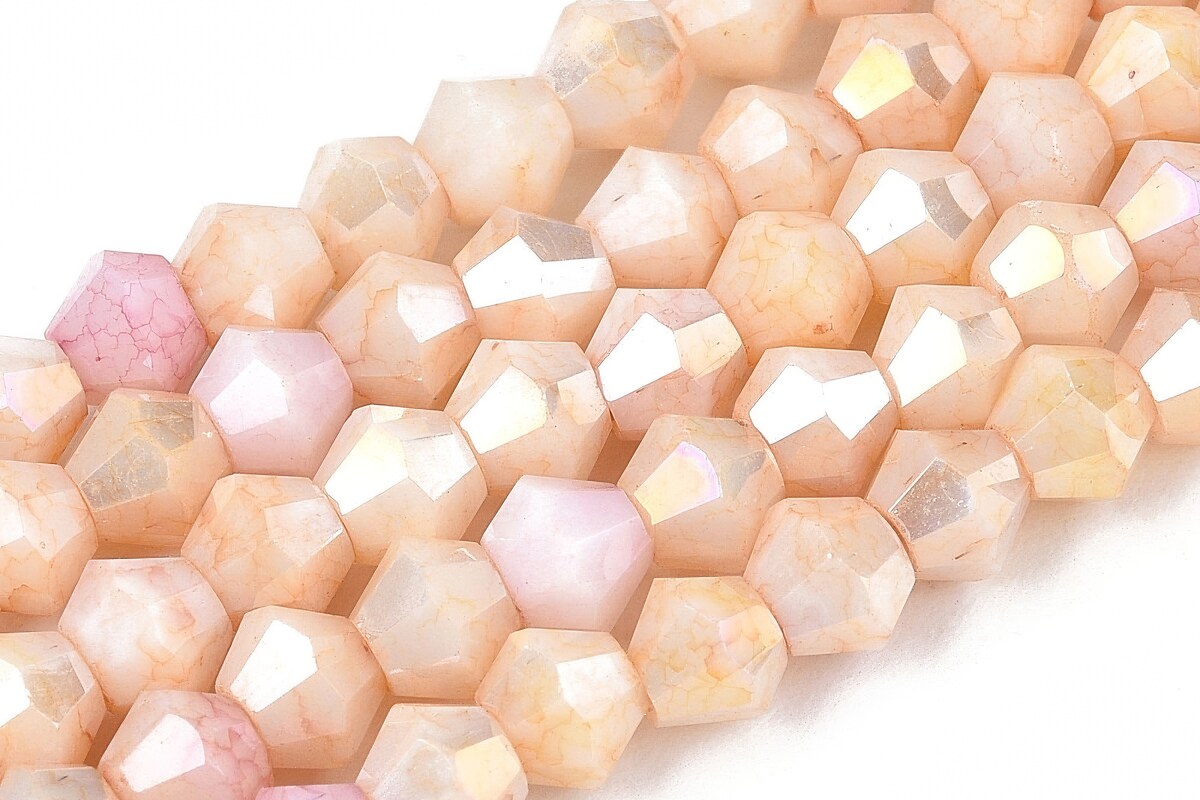 Margele cristal biconic electroplacat 4,2-4,9-3,9mm (sirag) - peachpuff crackle placat AB