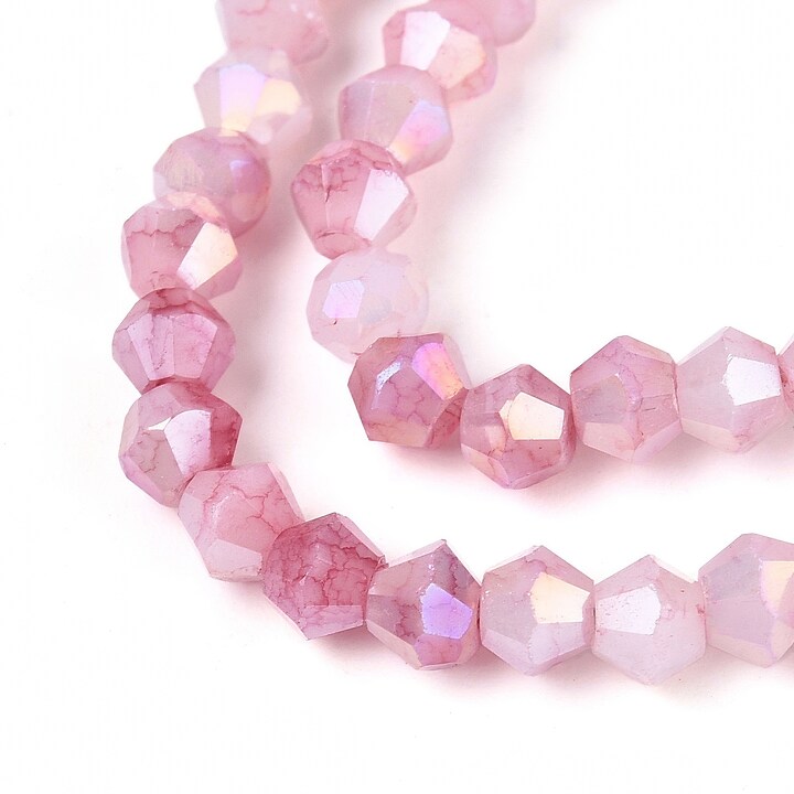 Margele cristal biconic electroplacat 4,2-4,9-3,9mm (sirag) - flamingo crackle placat AB