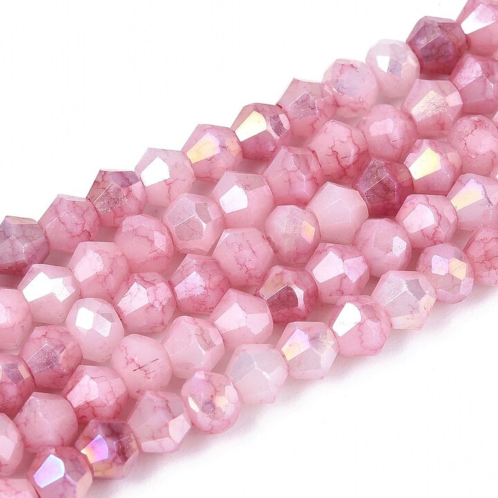Margele cristal biconic electroplacat 4,2-4,9-3,9mm (sirag) - flamingo crackle placat AB