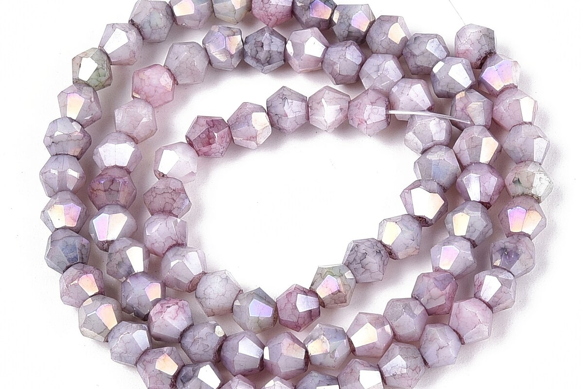 Margele cristal biconic electroplacat 4,2-4,9-3,9mm (sirag) - gri liliac crackle placat AB