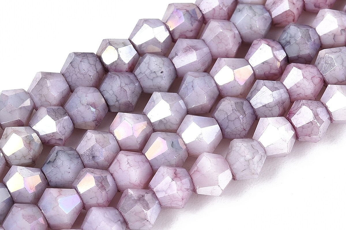 Margele cristal biconic electroplacat 4,2-4,9-3,9mm (sirag) - gri liliac crackle placat AB