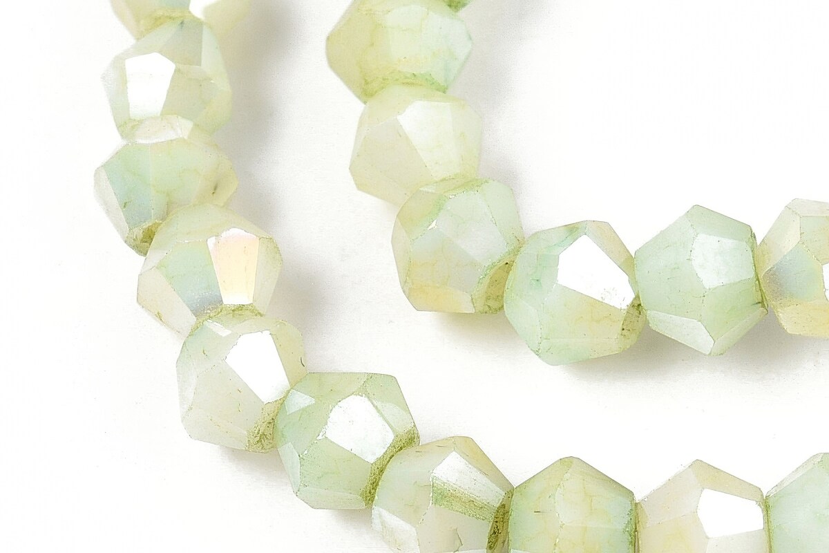 Margele cristal biconic electroplacat 4,2-4,9-3,9mm (sirag) - verde pal crackle placat AB