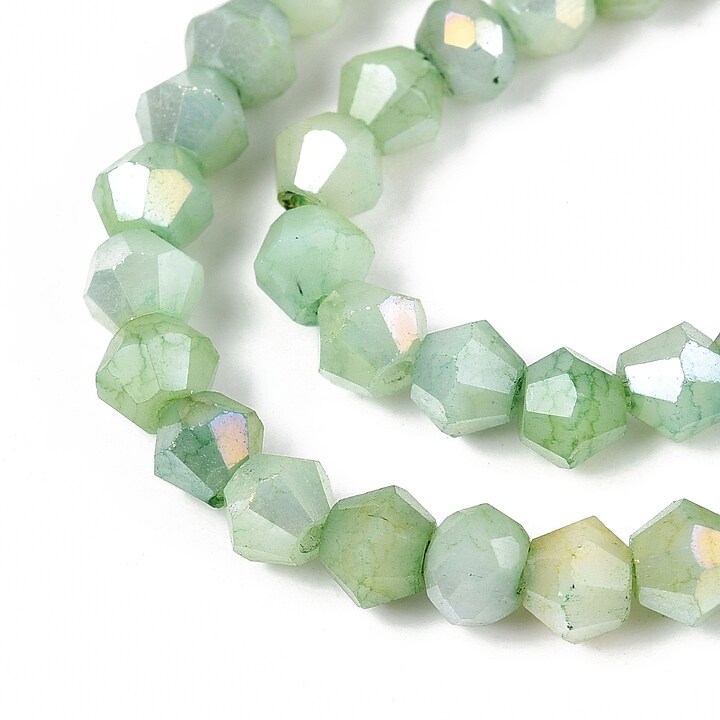Margele cristal biconic electroplacat 4,2-4,9-3,9mm (sirag) - verde crackle placat AB