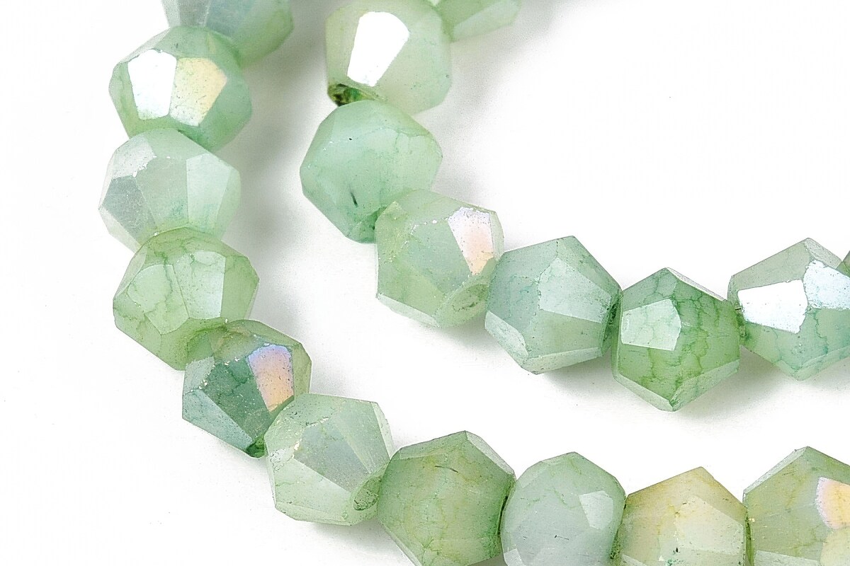 Margele cristal biconic electroplacat 4,2-4,9-3,9mm (sirag) - verde crackle placat AB