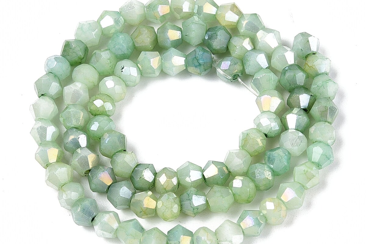 Margele cristal biconic electroplacat 4,2-4,9-3,9mm (sirag) - verde crackle placat AB