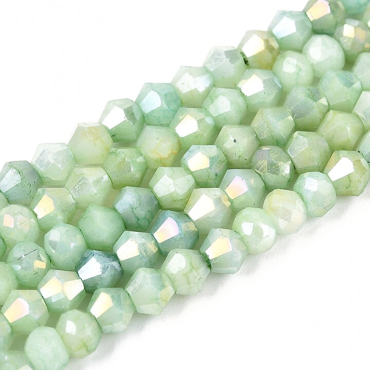 Margele cristal biconic electroplacat 4,2-4,9-3,9mm (sirag) - verde crackle placat AB