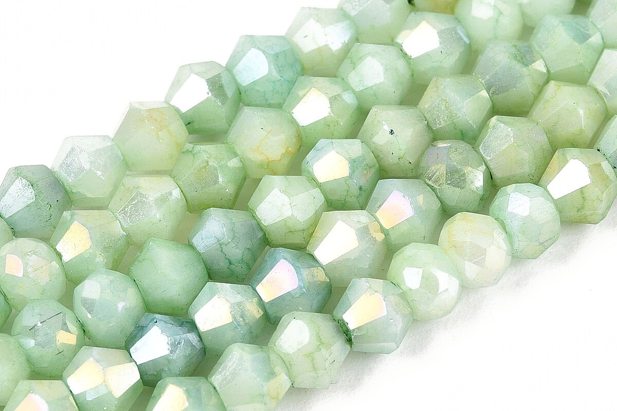 Margele cristal biconic electroplacat 4,2-4,9-3,9mm (sirag) - verde crackle placat AB