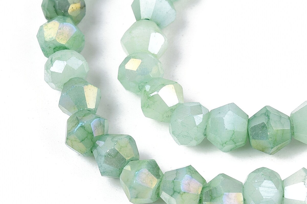 Margele cristal biconic electroplacat 4,2-4,9-3,9mm (sirag) - verde Aquamarine crackle placat AB