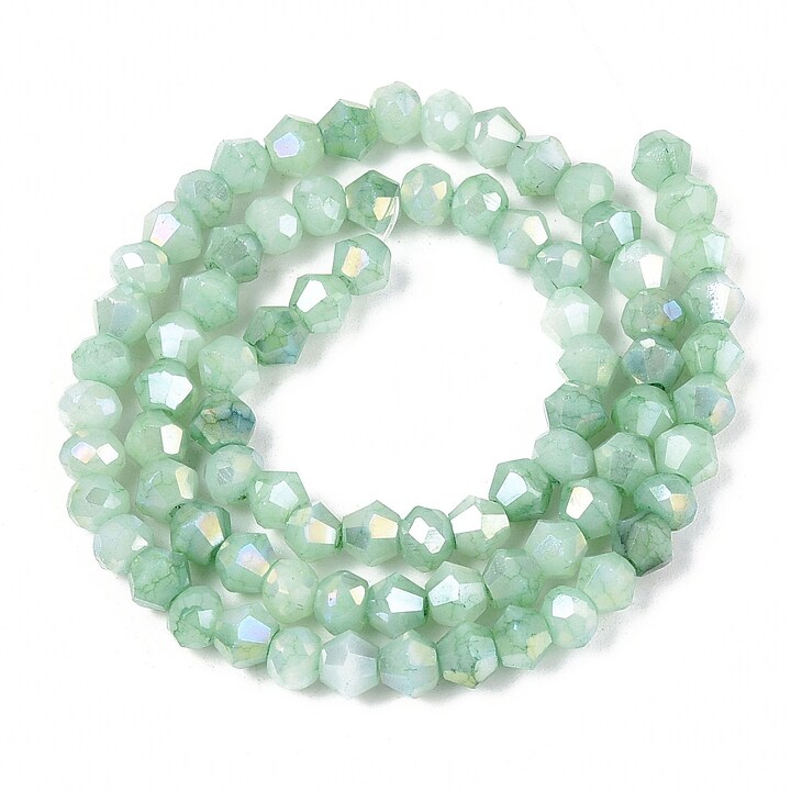 Margele cristal biconic electroplacat 4,2-4,9-3,9mm (sirag) - verde Aquamarine crackle placat AB