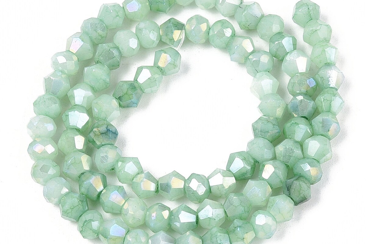 Margele cristal biconic electroplacat 4,2-4,9-3,9mm (sirag) - verde Aquamarine crackle placat AB