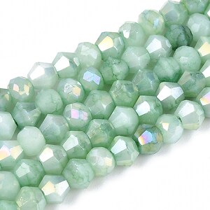 Margele cristal biconic electroplacat 4,2-4,9-3,9mm (sirag) - verde Aquamarine crackle placat AB