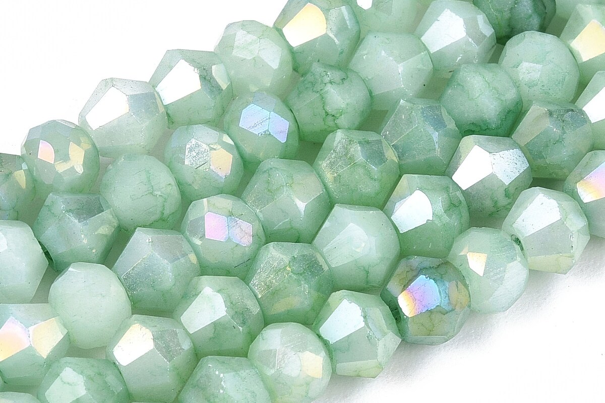 Margele cristal biconic electroplacat 4,2-4,9-3,9mm (sirag) - verde Aquamarine crackle placat AB
