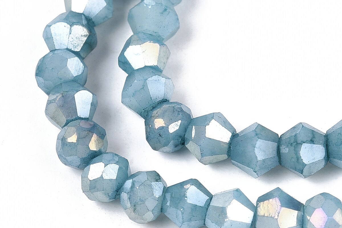 Margele cristal biconic electroplacat 4,2-4,9-3,9mm (sirag) - albastru crackle placat AB