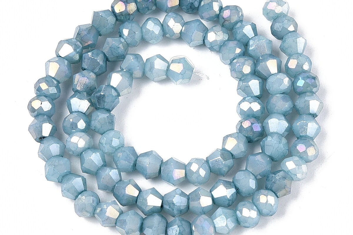 Margele cristal biconic electroplacat 4,2-4,9-3,9mm (sirag) - albastru crackle placat AB