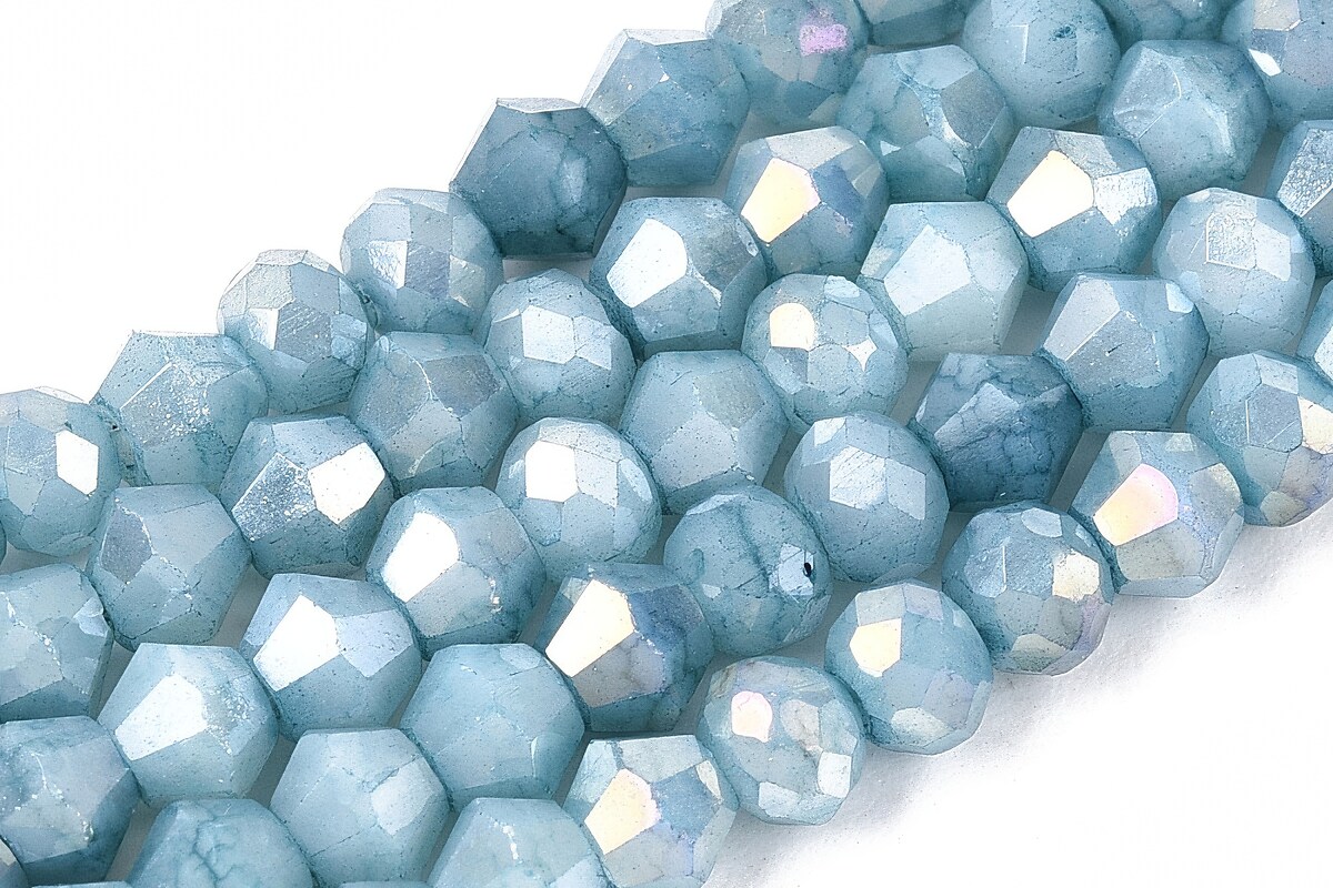 Margele cristal biconic electroplacat 4,2-4,9-3,9mm (sirag) - albastru crackle placat AB
