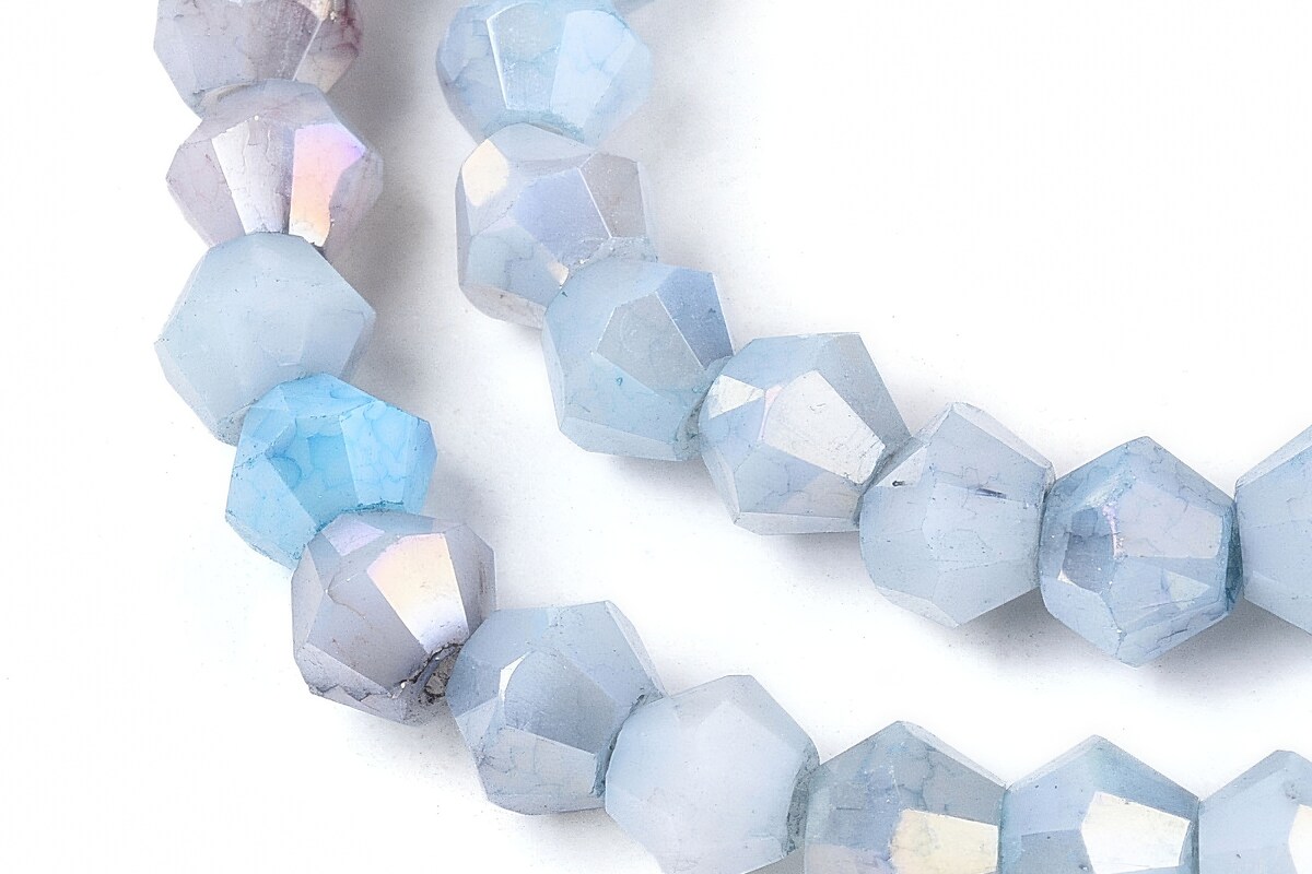 Margele cristal biconic electroplacat 4,2-4,9-3,9mm (sirag) - albastru deschis crackle placat AB