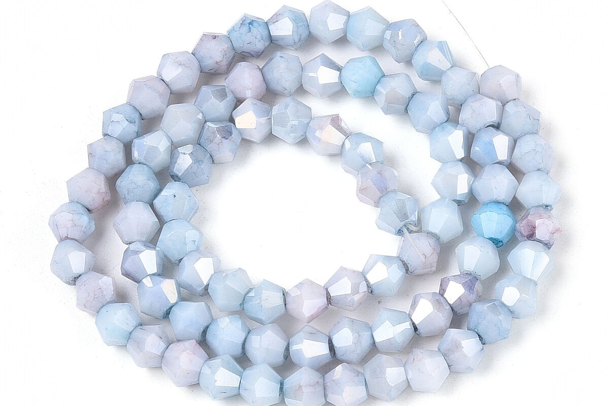 Margele cristal biconic electroplacat 4,2-4,9-3,9mm (sirag) - albastru deschis crackle placat AB
