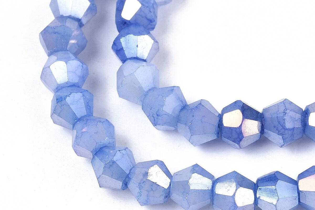 Margele cristal biconic electroplacat 4,2-4,9-3,9mm (sirag) - albastru regal crackle placat AB